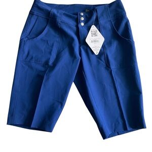 NWT JOFIT Women's Belted Bermuda Golf Shorts Blue Size 2